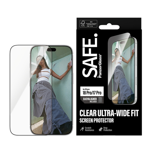 Safe Glas Displayschutz für Apple iPhone 17 Pro - für Widescreen OLED iPhone 17 Pro - Sturzsicher, Kratzfest, Stoßfest, Re