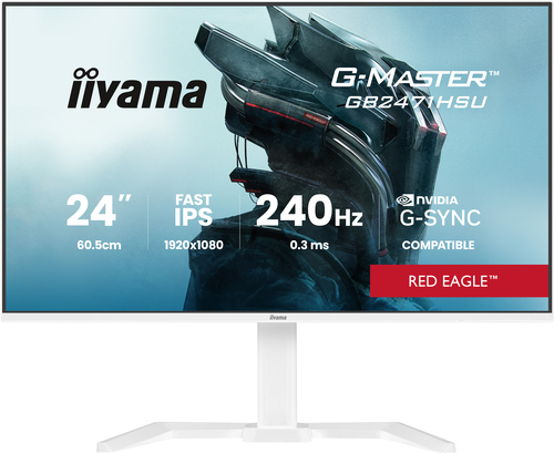 iiyama G-MASTER Red Eagle GB2471HSU-W1 24"" Class Full HD Gaming LCD Monitor - 16:9 - Matte White - 60.5 cm (23.8"") Viewa