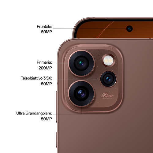 OPPO Reno15 Pro 5G AI Smartphone, Tripla fotocamera 200+50+50MP, Selfie 50MP, Display 6.32” 120HZ AMOLED FHD+, 6200mAh, RA