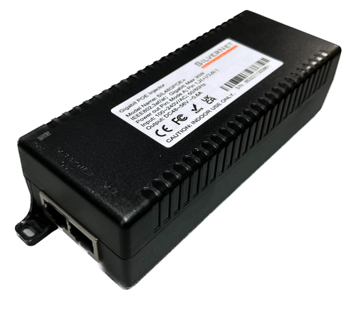 SilverNet SIL 48G POE+ PoE Injector - 230 V AC Input - 48 V DC Output - 1 x 10/100/1000Base-T Input Port(s) - 1 x 10/100/1
