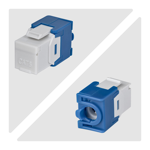 StarTech.com Jack Keystone Cat6, Lot de 24 Prises Ethernet RJ45 Keystone, Prise Murale UTP Cat6, 180 Degrés Sans Outil, Bl