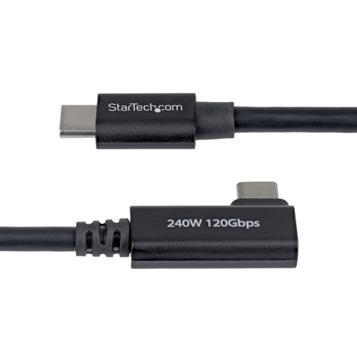 StarTech 2.6ft (80cm) Right Angle Thunderbolt 5 Cable, 80Gbps/120Gbps, 240W PD, 8K 60Hz, Certified Thunderbolt Cable - Cer