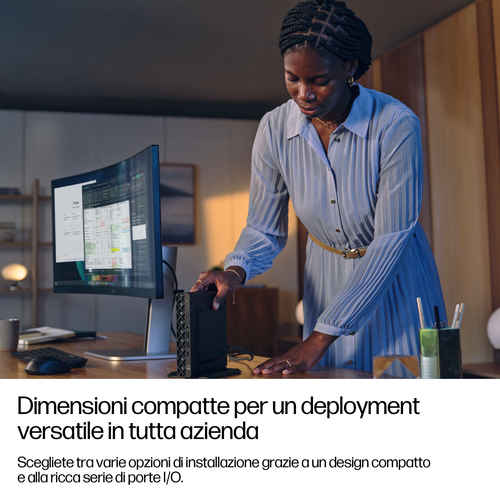HP EliteDesk 8 Mini G1a Desktop Next Gen AI PC Wolf Pro Security Edition. Modello del processore: 350. Memoria Interna: 16