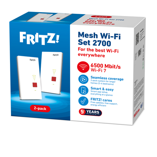 Mesh Set Mesh Wi-Fi Set 2700 2-pack Edition International. Maximum data transfer rate: 6448 Mbit/s. Antenna design: Intern