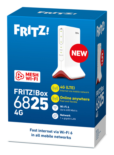 Box 6825 4G International. Bande Wi-Fi: Monobande (2,4 GHz), Norme Wi-Fi: Wi-Fi 6 (802.11ax), Débit de transfert des donné