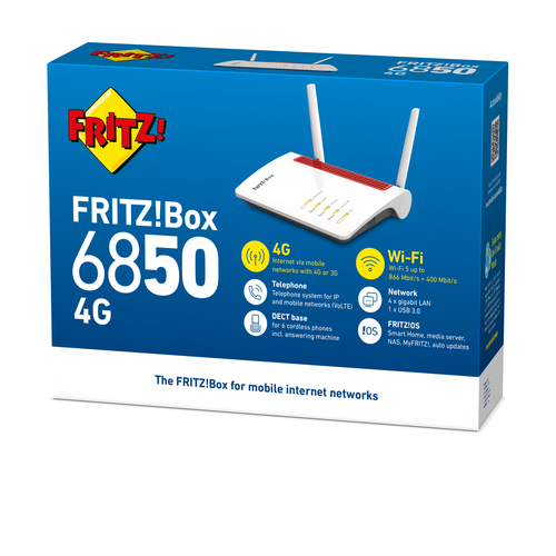 Box 6850 4G International. Wi-Fi band: Dual-band (2.4 GHz / 5 GHz), Top Wi-Fi standard: Wi-Fi 5 (802.11ac), WLAN data tran