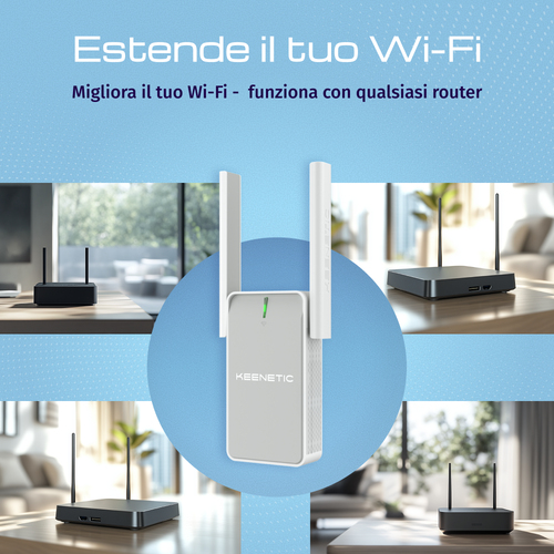KEENETIC Buddy 4 (KN-3211) N300 Wi-Fi Extender, Mesh, 1 porta 100 Mbit/s, Menù multi lingua