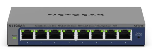 Commutateur Ethernet Netgear ProSafe Plus GS108E 8 Ports - Gigabit Ethernet - 10/100/1000Base-T - Gris - 2 Couche supporté
