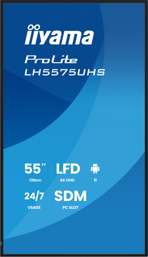 iiyama LH5575UHS-B2AG. Produktdesign: Digital Signage Flachbildschirm. Bildschirmdiagonale: 138,7 cm (54.6"), Bildschirmte