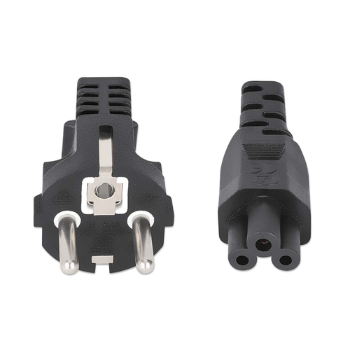 Manhattan Mains Power Cord/Cable, Euro 2-pin (CEE 7/4 Schuko) plug to C5 Female (cloverleaf/triangular), 3m, 2.5A, Lead, L