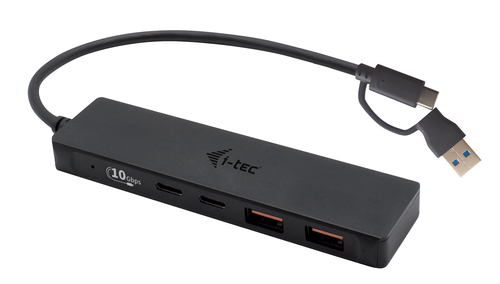 i-tec USB Hub - USB 3.1 Type C - Portable - Black - 4 Total USB Port(s) - 2 USB 3.0 Port(s) - 2 USB 3.1 Port(s) - PC, Mac,