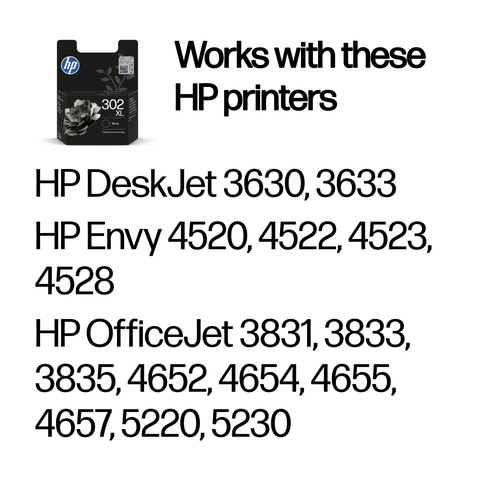 HP 302XL High Yield Black Original Ink Cartridge. Printing colours: Black, Quantity per pack: 1 pc(s), Black ink page yiel