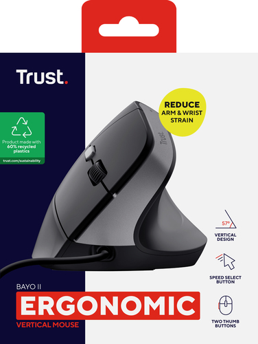 Trust Bayo II Maus - USB 3.0 Typ A - 6 Taste(n) - Schwarz - Kabel - 2400 dpi Auflösung - Scroll-Rad - Nur für Rechtshänder