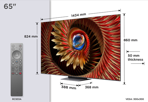 TCL C8K 65C8K 165,1 cm Smart LED-LCD TV 2025 - 4K UHDTV - Hoher Dynamikbereich (High Dynamic Range, HDR) - Schwarz - 1651 