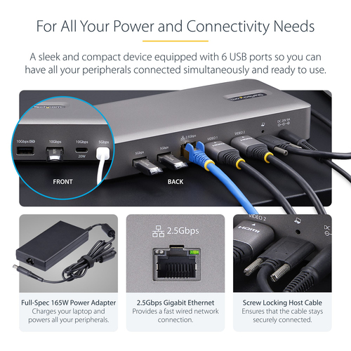 StarTech.com USB4 Docking Station for Tablet, Monitor, Smartphone, Notebook - Charging Capability - 165 W - Space Gray - D