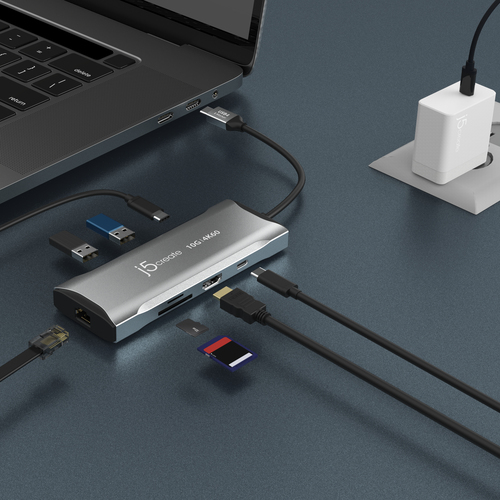 j5create Elite JCD393-N USB Tipo C Estação de ancoragem para Tela de exibição, Monitor, Notebook, Tablet, Smartphone, MacB