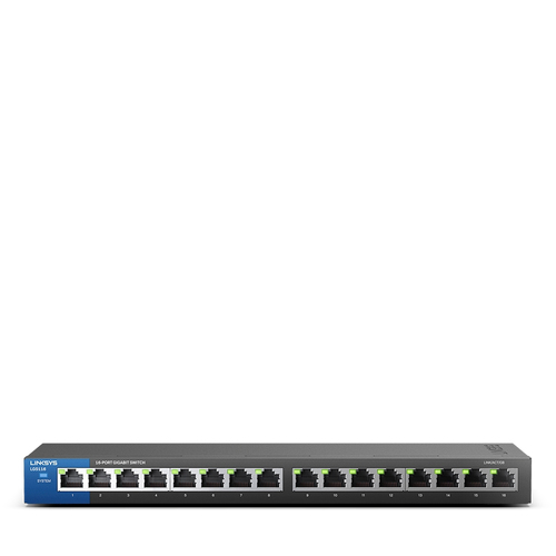Linksys LGS116 16 Ports Ethernet Switch - 10/100/1000Base-T - 2 Layer Supported - Twisted Pair - Desktop, Wall Mountable -