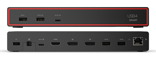 Lenovo ThinkPad USB4 Smart Dock 5500 with 135W Adapter. Connectivity technology: Wired, Host interface: USB4, USB Power De