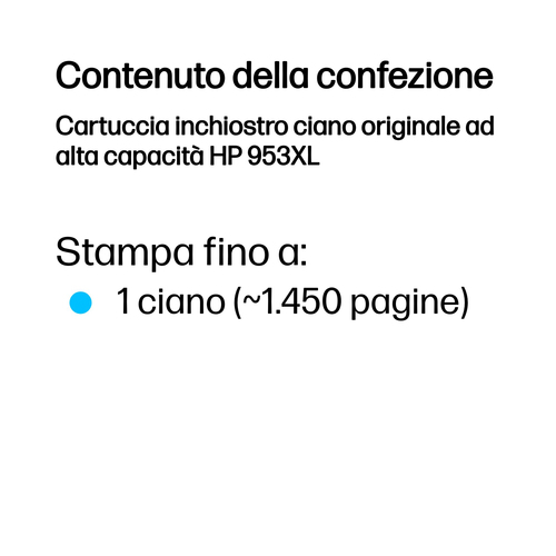 INK CARTRIDGE NO 953XL CYAN STAMPANTI COMPATIBILI: OFFICEJET 8702/ 7720/  7730/ 7740/ 8210/ 8211/ 8218/ 8710/  8711/ 8715/