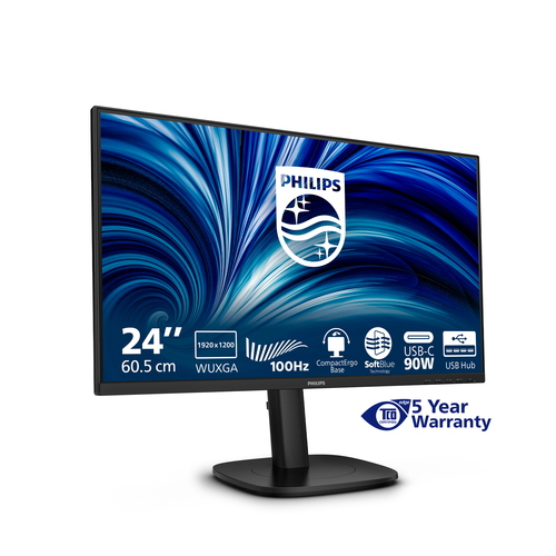 Philips 24B2U3301D 24" Class WUXGA Monitor LED - 16:10 - Preto - 61 cm (24") Viewable - Tecnologia IPS (In-plane switching