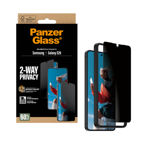 PanzerGlass Privacy Screen Protector for Samsung Galaxy S26 - For Widescreen AMOLED Smartphone