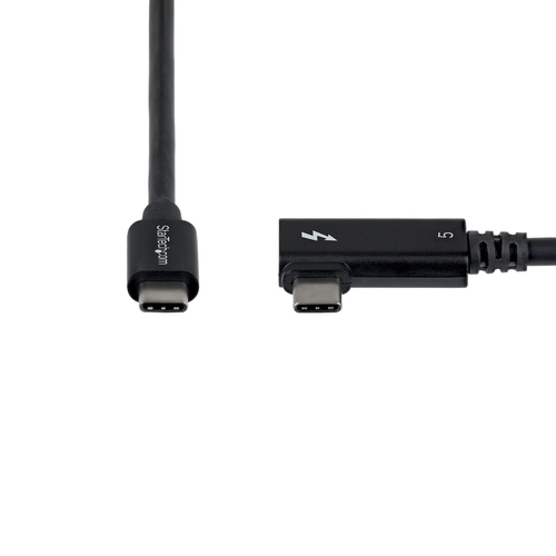 StarTech 2.6ft (80cm) Right Angle Thunderbolt 5 Cable, 80Gbps/120Gbps, 240W PD, 8K 60Hz, Certified Thunderbolt Cable - Cer