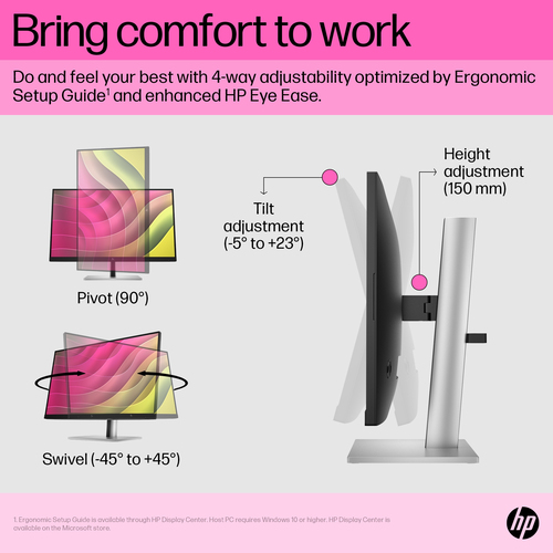 HP E24t G5 FHD Touch Monitor. Display diagonal: 60.5 cm (23.8"), Display resolution: 1920 x 1080 pixels, HD type: Full HD,