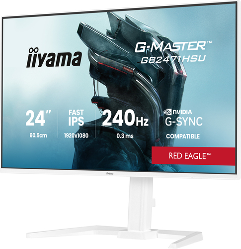 iiyama G-MASTER Red Eagle GB2471HSU-W1 24"" Class Full HD Gaming LCD Monitor - 16:9 - Matte White - 60.5 cm (23.8"") Viewa