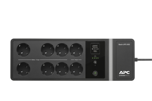 APC Back-UPS BE850G2-GR - USV 8x Schuko, 850VA, 2 USB-Ladegeräte, 1 USB-Datenanschluss. USV-Topologie: Standby (Offline), 