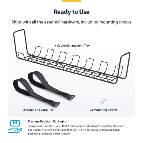 StarTech.com S1MB-DESK-CABLE-TRAY. Typ: Kabelkorb, Zweck: Tisch/Bank, Produktfarbe: Schwarz. Breite: 132,5 mm, Tiefe: 615 