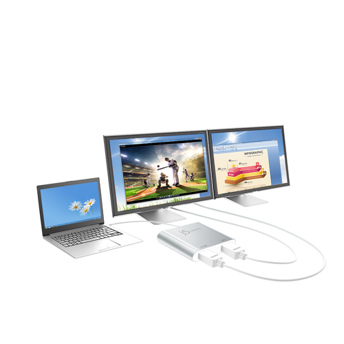 j5create JUA365 USB™ 3.0 to Dual HDMI Multi-Monitor Adapter, Silver. USB version: 3.2 Gen 1 (3.1 Gen 1), USB connector typ