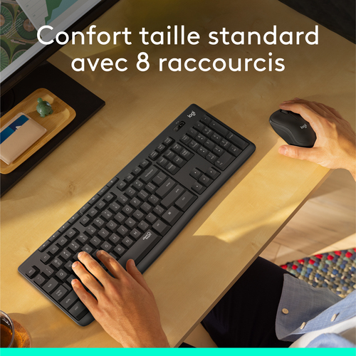 Logitech MK295 Silent. Facteur de forme du clavier: Taille réelle (100 %). Style de clavier: Droit. Technologie de connect
