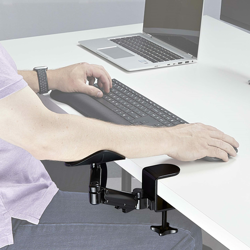 StarTech.com Armrest - Black - 1 - 5000000 nm - 70 mm Adjustable Height - 90° Tilt - 360° Swivel - Clamp Mount - Aluminium