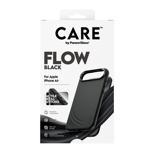 PanzerGlass CARE™ by ® Flow Case Black w. MagSafe iPhone Air. Case type: Cover, Brand compatibility: Apple, Compatibility: