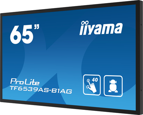 iiyama TF6539AS-B1AG. Produktdesign: Kiosk-Design. Bildschirmdiagonale: 163,8 cm (64.5"), Bildschirmtechnologie: LED, Disp