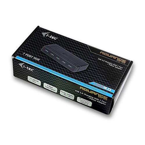 i-tec USB 3.0 Charging HUB 7 Port + Power Adapter. Host interface: USB 3.2 Gen 1 (3.1 Gen 1) Type-B, Hub interfaces: USB 3