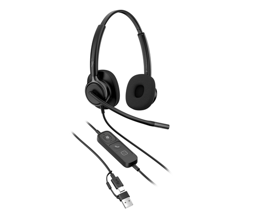Poly Mission 400 425 Kabel Kopfbügel, Auf den Ohren Stereo Headset - Schwarz - Microsoft-Teams-Zertifizierung - Binaural -