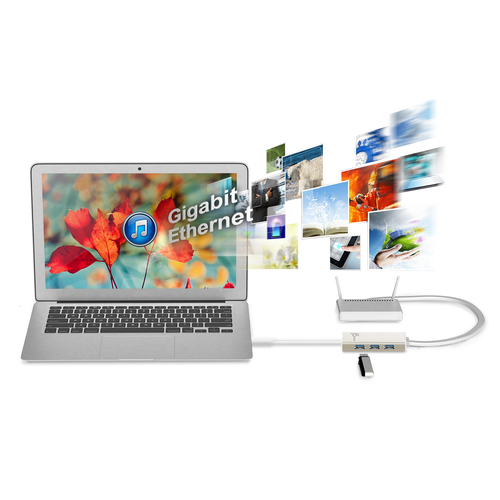 j5create USB/Ethernet-Hub - USB 3.0 Typ C - 640 MB/s - 3 Total USB Port(s) - 3 USB 3.0 Port(s)1 Netzwerk (RJ-45) Anschluss