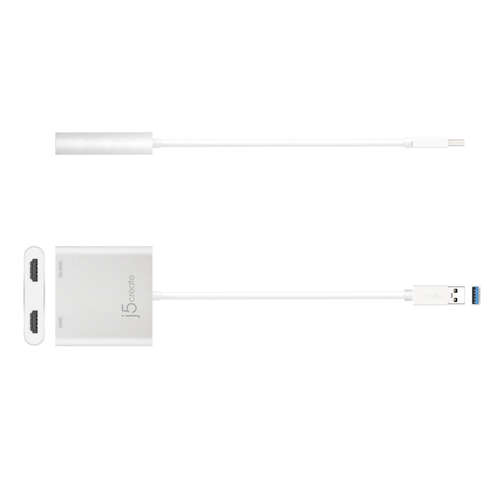 j5create JUA365 USB™ 3.0 to Dual HDMI Multi-Monitor Adapter, Silver. USB version: 3.2 Gen 1 (3.1 Gen 1), USB connector typ
