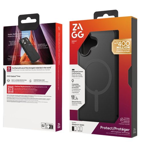 ZAGG Sedona Snap Hülle für Apple iPhone 17 Smartphone - Stoßdämpfend, Sturzsicher, Schlagfest, Rutschfester - Graphen - Ka