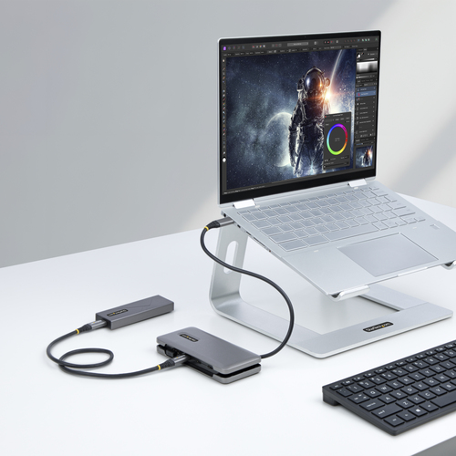 Hub USB-C à 4 Ports - 1x USB A et 3x USB C - Adaptateur Multiport USB 3.1 10 Gbps - Splitter UBS-C Portable, Câble de 25 c