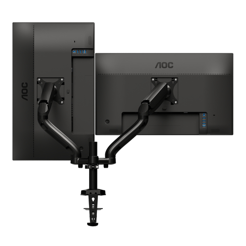 AOC Braço de montagem para Monitor - 2 Ecrã(s) suportado(s) - 68.6 cm (27") Suporte de ecrã - 75 x 75, 100 x 100 - Metal, 