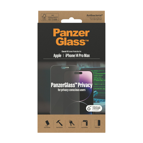 PanzerGlass ® Privacy Screen Protector iPhone 14 Pro Max | Classic Fit. Brand compatibility: Apple, Compatibility: Apple -