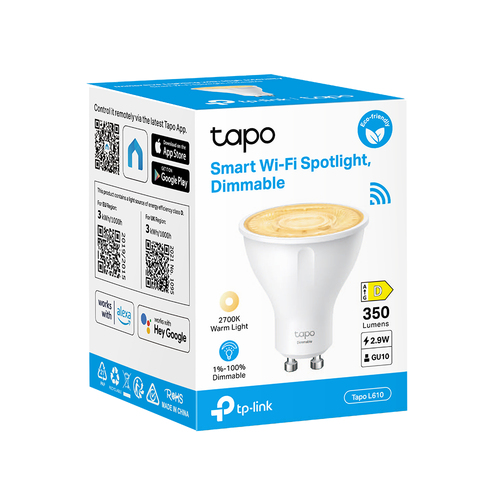 Tapo LED Light Bulb - 2.90 W - 50 W Incandescent Equivalent Wattage - 230 V AC - 350 lm - Spot - MR16 Size - Warm White Li