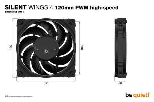 be quiet! Silent Wings 4 Cooling Fan - Radiator, Case - 120 mm Maximum Fan Diameter - 1 x Fan(s) - 130.31m³/h Maximum Airf