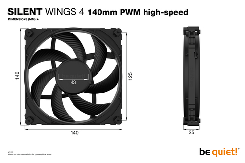 be quiet! Silent Wings 4 Cooling Fan - Radiator, Case - 140 mm Maximum Fan Diameter - 1 x Fan(s) - 133.20m³/h Maximum Airf