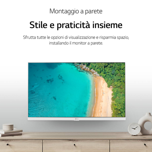 LG 27TQ615S Monitor TV 27" smart webOS 22 FULL HD Wi-Fi NOVITÀ 2022 Bianco. Dimensioni diagonale schermo: 68,6 cm (27"), R