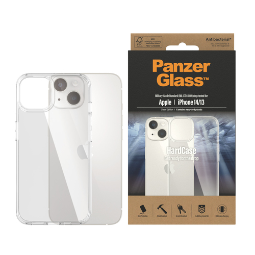 PanzerGlass HardCase Case for Apple iPhone 13, iPhone 14 Smartphone - Clear - Bump Resistant, Drop Resistant, Yellowing Re