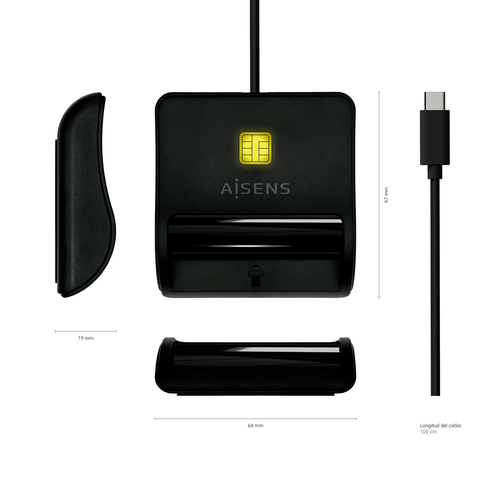 LECTOR INTELIGENTE TARJETA-DNI USB-C NEGRO