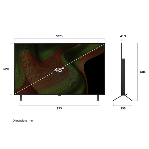 LG OLED AI OLED48B56LA TV Serie B5 48'' 4K, α8 Gen2, Dolby Vision, 20W, 4 HDMI con VRR 120Hz, G-Sync, Smart TV WebOS 25. D